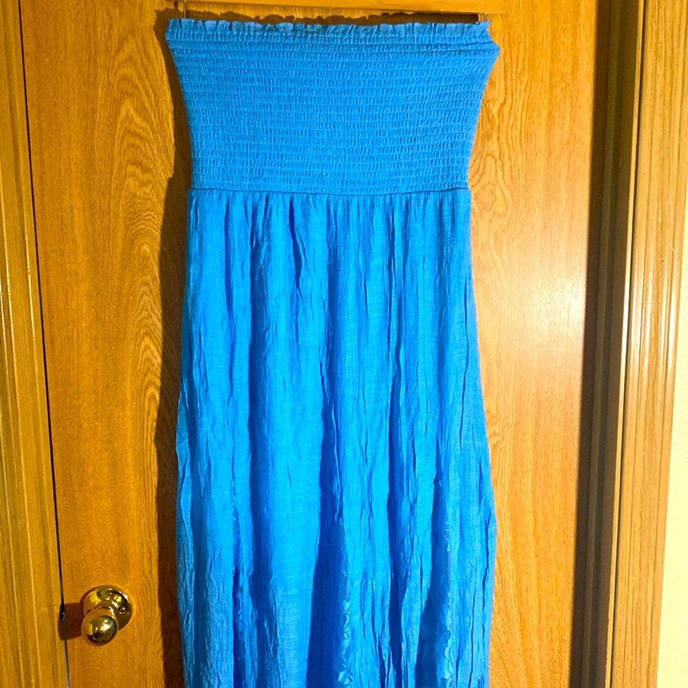 Venus Tube Top Smocked Maxi Dress with Lace Panels Size L